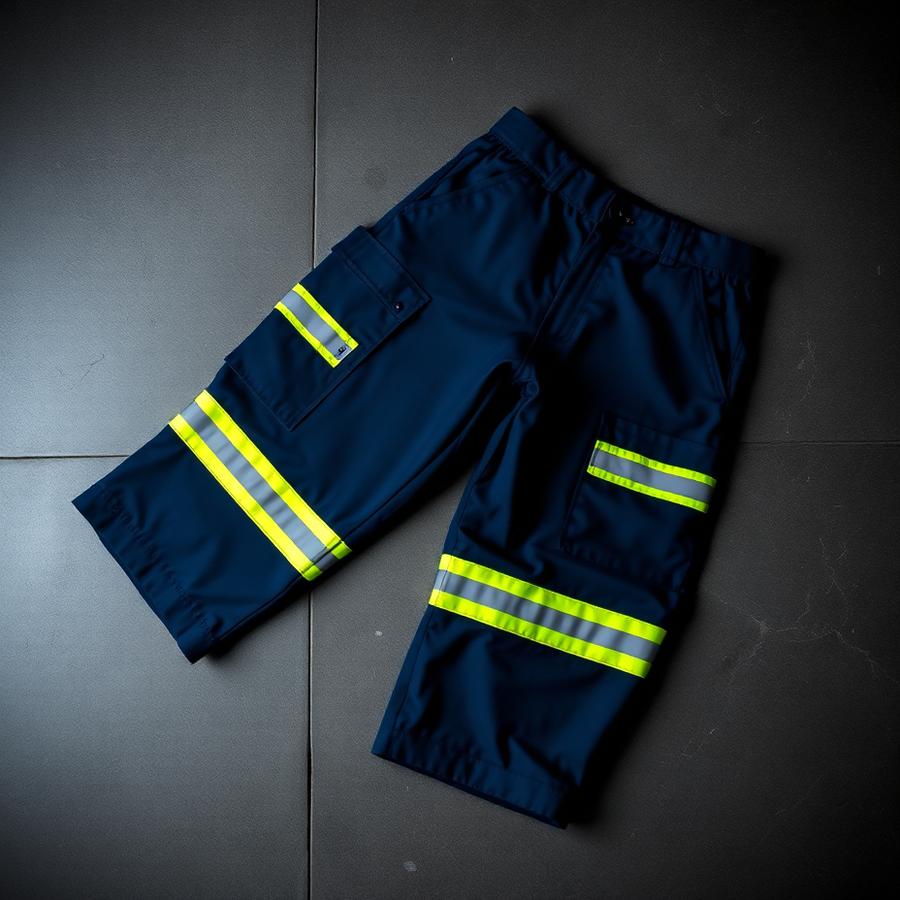 Calça de Brim com Faixa Refletiva — Azul Marinho